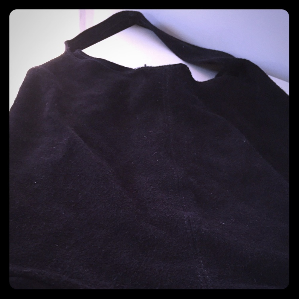 Navy suede hobo bag